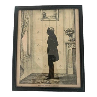 Antique Print of Linen of William Henry Harrison-Framed For Sale