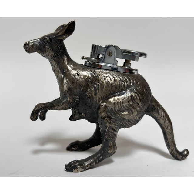 Metal Japanese Figural Kangaroo Tabletop Lighter, Cast Metal, Circa 1960 For Sale - Image 7 of 15