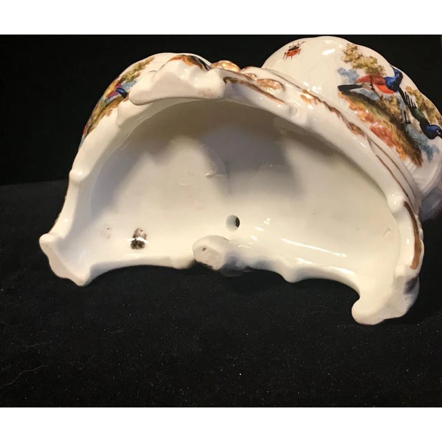 19th Century Antique KPM Berlin Porcelain Handpainted Double Salt With Cherub Figurine For Sale - Image 12 of 13
