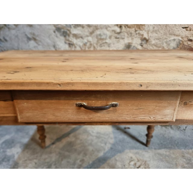Antique French Pine and Beech Country Dining Table or Desk with Drawer, 1920s-1930s For Sale - Image 18 of 18