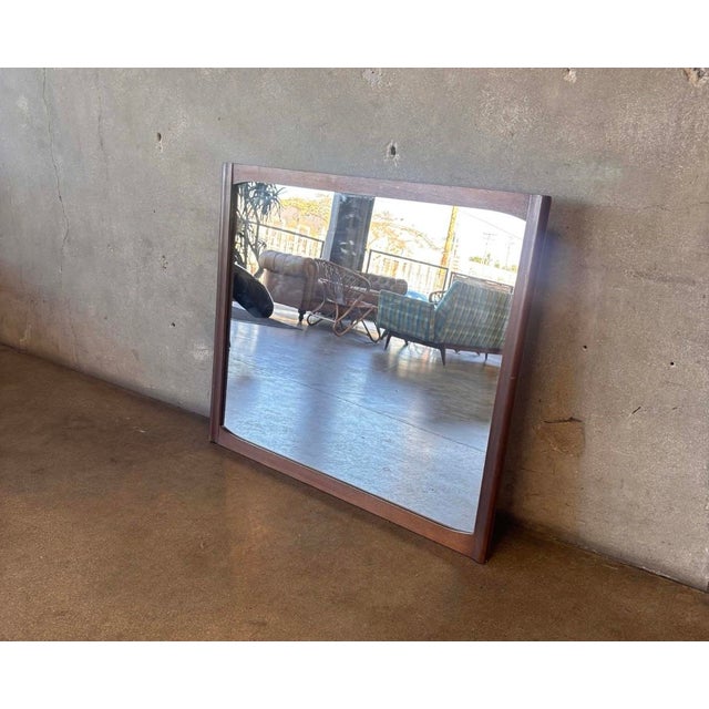 1970s Vintage MCM Walnut Mirror For Sale - Image 5 of 6