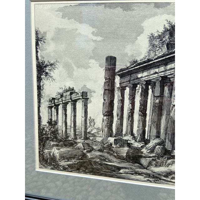 Glass Mid 20th Century Roman Temple Ruin Etching After Giovanni Battista Piranesi For Sale - Image 7 of 8