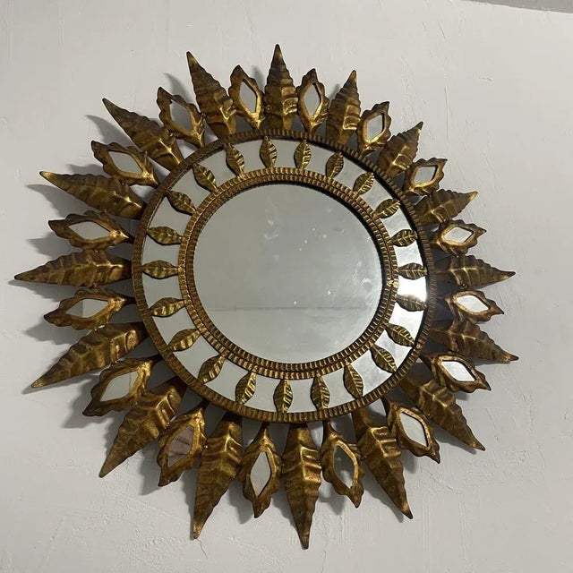 Wrought Iron Sun Mirror, 1960 For Sale - Image 4 of 8
