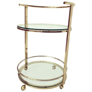 Round Brass And Chrome Bar Cart For Sale