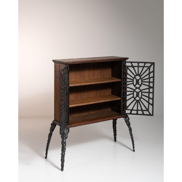 20th Century Belgian Black Contemporary Gothic Wrought Iron Cabinet By Ernest Patris For Sale - Image 12 of 15