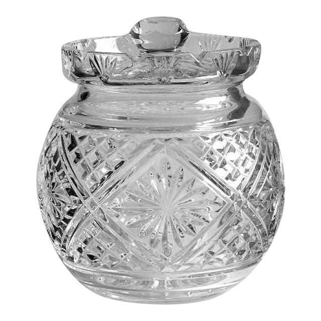 Vintage Waterford Lismore Lead Crystal Biscuit Barrel With Lid Ribbed
