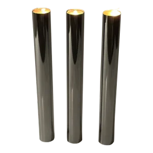 Sleek Trio of Mid Century Modern Stainless Steel Candle Holders -Set of 3