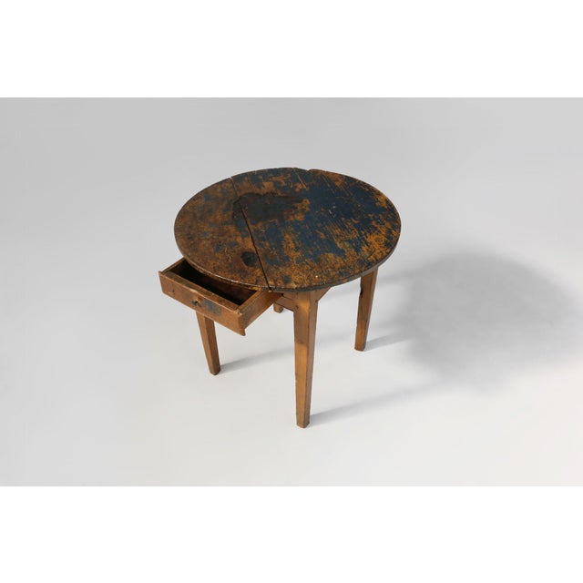 French Round Side Table in Oak with Blue Top, 1850s For Sale - Image 4 of 15