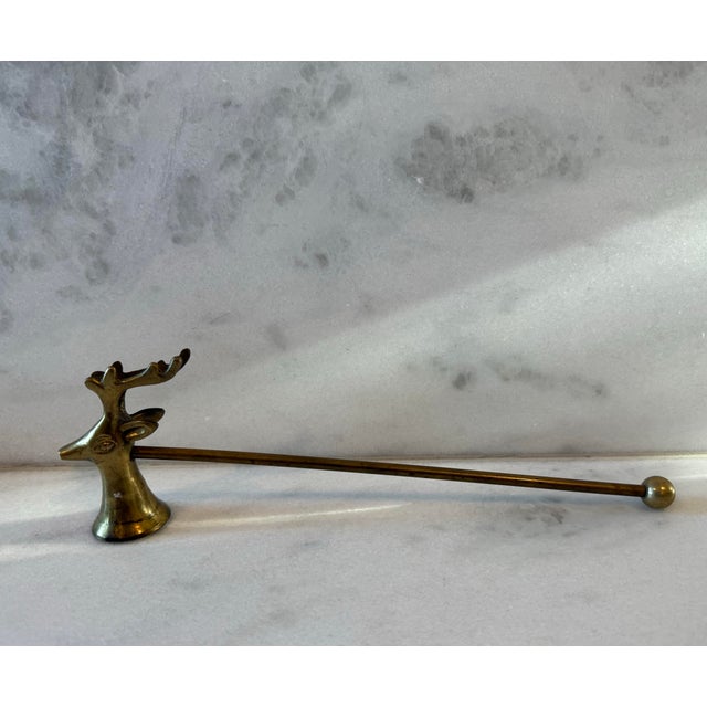 Rustic Vintage Brass Deer Head Candle Snuffer For Sale - Image 3 of 10