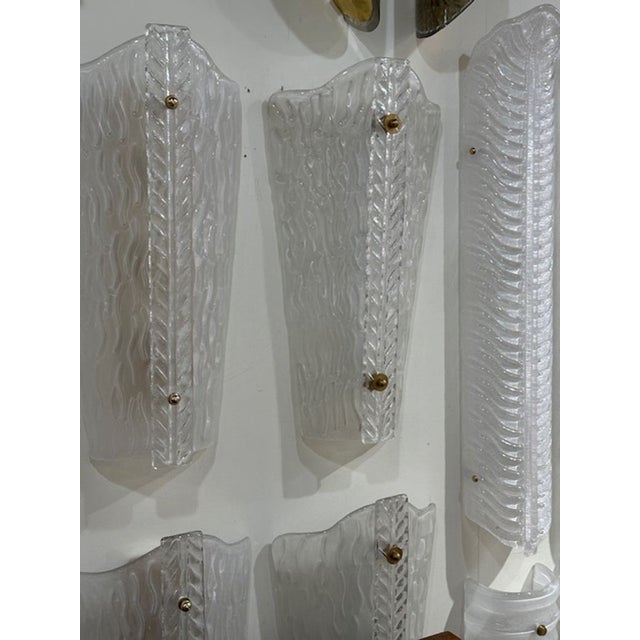 Pair of Large-Scale Wave Murano Glass Sconces For Sale - Image 4 of 5