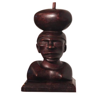 Tribal Ironwood Hand-Carved WomanÄôs Bust For Sale