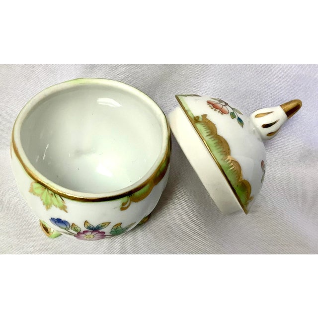 Herend Set of Vintage Queen Victoria Porcelain, Trinket Dish and Small Vase For Sale - Image 4 of 11