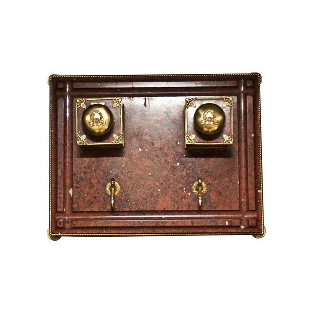 A beautiful double inkwell mounted on a red marble from Verona base, resting on four gilt bronze pad feet. This product is...