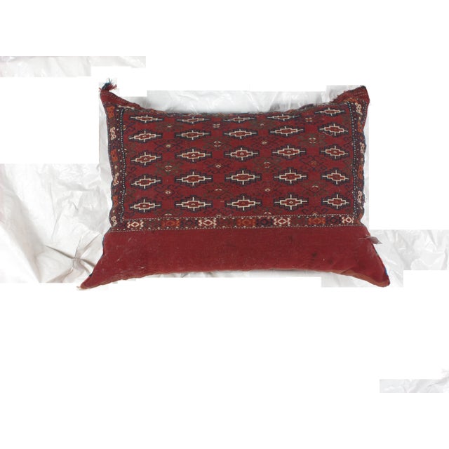 Large Pillow with antique Soumak Kilim fragment in excellent condition. Polly fill , Kilim backing with sewn closure.