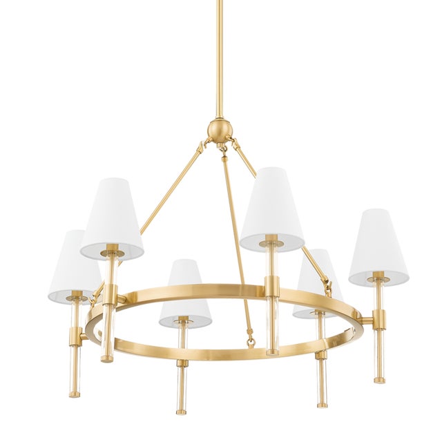 Traditional Mitzi Janelle 6-Light Chandelier, Aged Brass For Sale - Image 3 of 3