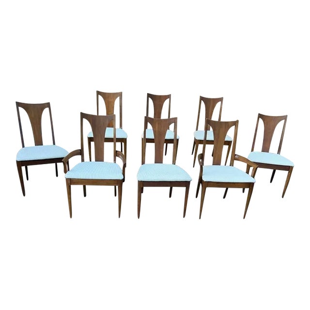 Broyhill Brasilia Attributed Set of 8 Mid 20th Century Reupholstered Dining Chairs For Sale