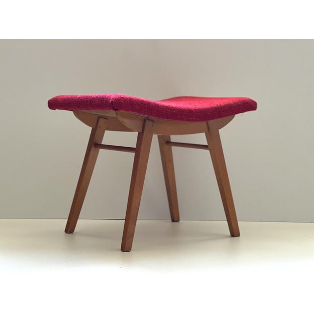 Mid-Century Red Fabric Footstool, 1970s For Sale - Image 9 of 15