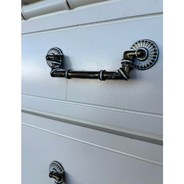 White Vintage Faux Bamboo Nightstand Pair For Sale - Image 8 of 11