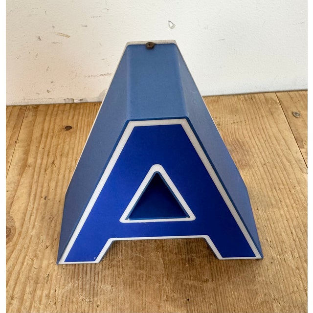 Vintage Blue Plastic Illuminated Letter A, 1970s For Sale - Image 4 of 15