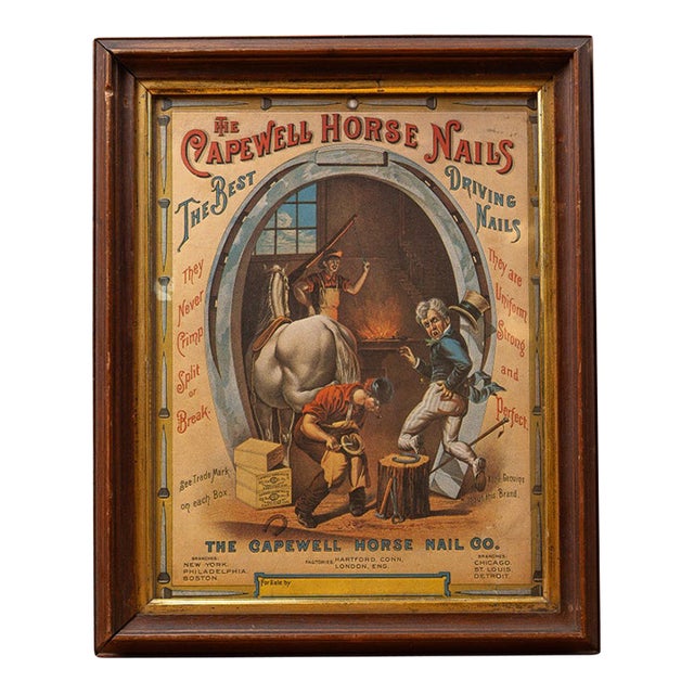 Late 19th Century Capewell Horse Nail Framed Advertising Print For Sale