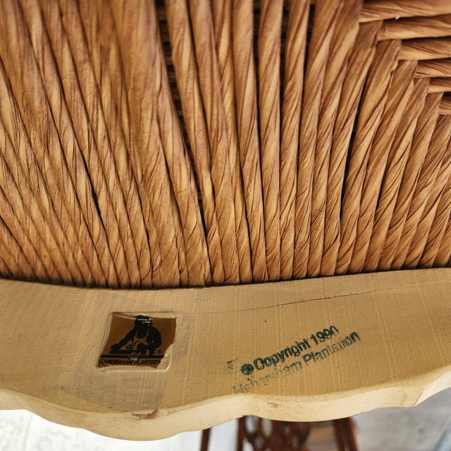 Habersham French Country Dining Chairs Rush Hand Painted For Sale In Miami - Image 6 of 12
