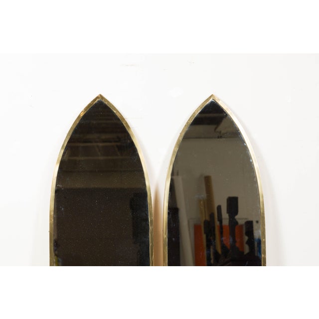 Brass Midcentury Brass Gothic Style Golden Broken Arch Mirrors, a Pair For Sale - Image 8 of 11