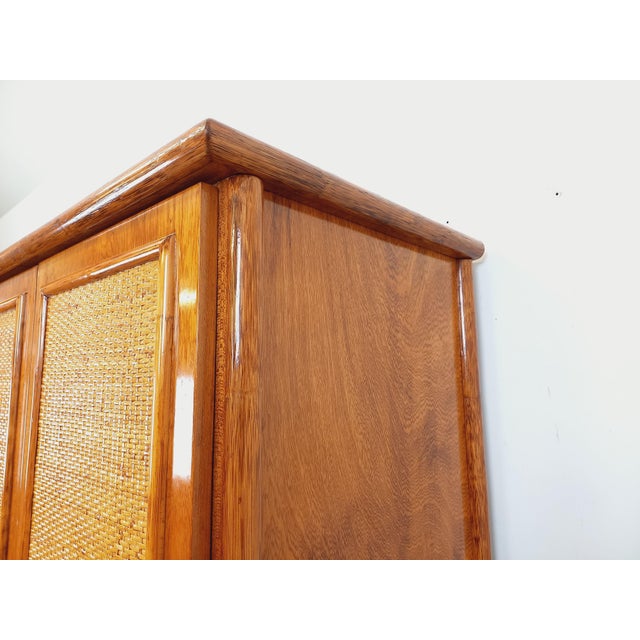 1970s Vintage Maugrion Wardrobe in Woven Rattan and Wood from Roche Bobois, 1970s For Sale - Image 5 of 17