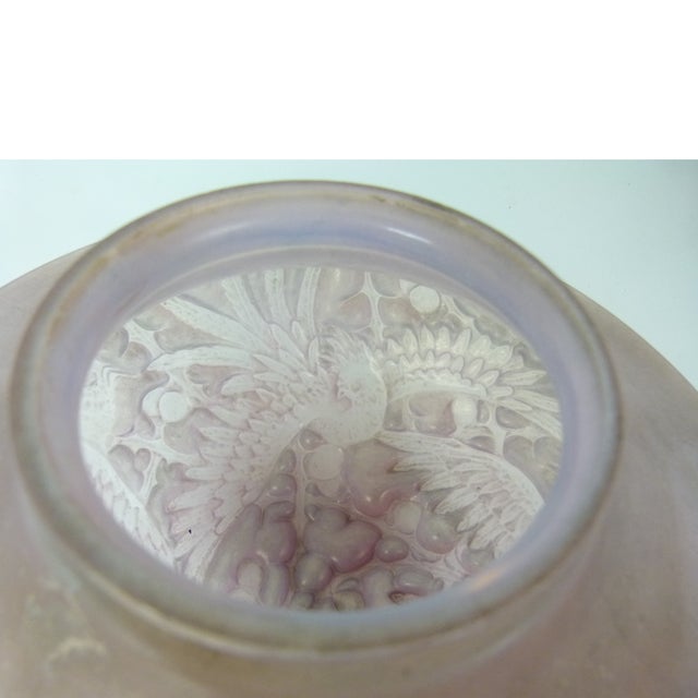 Pink 20s Art Glass Frosted Pink Cockatiel Globe Shade . Consolidated Lamp and Glass . Phoenix Glass . Art Deco For Sale - Image 8 of 9