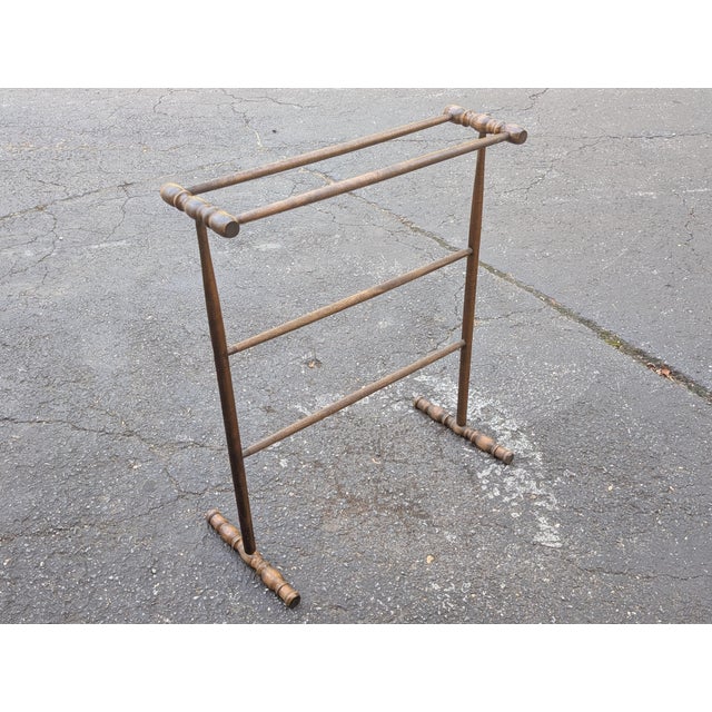 Vintage Solid Oak Blanket & Quilt Rack - Freestanding Towel Stand For Sale In Washington DC - Image 6 of 7