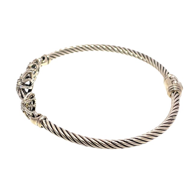 David Yurman Starburst Sterling Silver Diamond Station Bracelet For Sale - Image 4 of 5