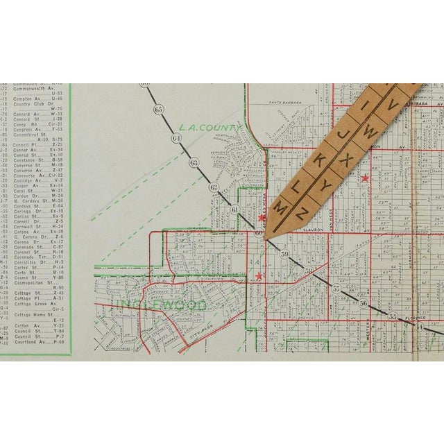Paper Antique E-Z Guide Map of Los Angeles with Rotating Locator, 1927 For Sale - Image 7 of 12