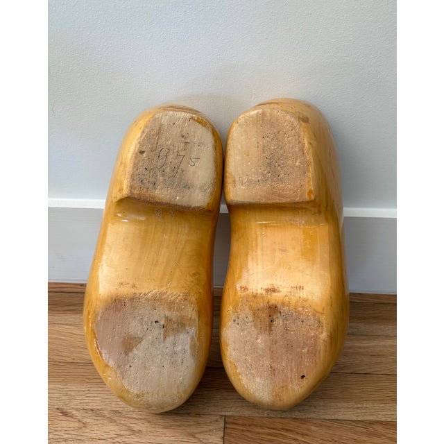 A Pair of Vintage Dutch Handmade Large Wooden Clogs For Sale - Image 11 of 11