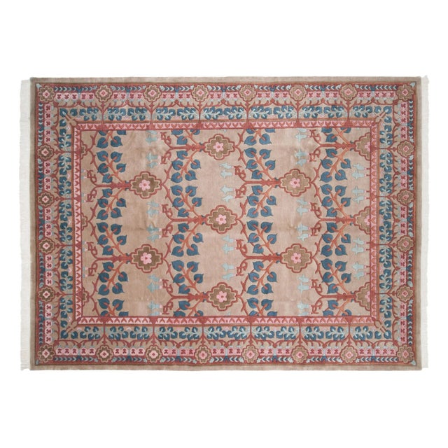 1980s Vintage Indian Arts and Crafts Design Carpet - 8'9" X 11'9" For Sale - Image 5 of 12