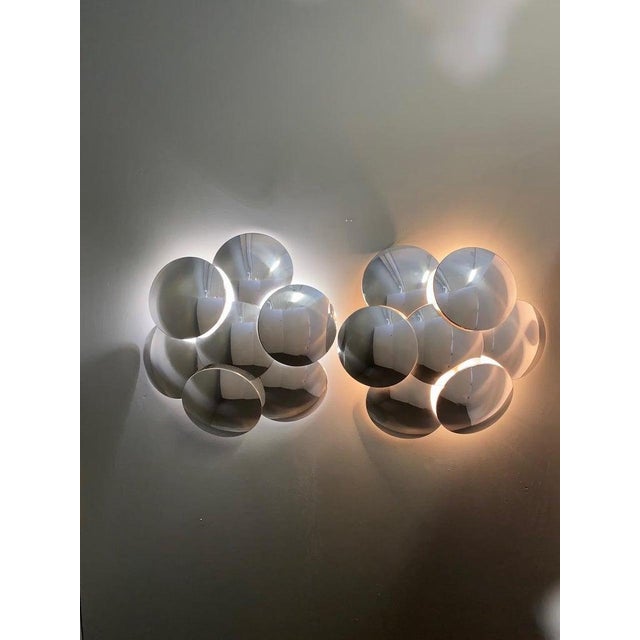 Large Seven Sconces with Seven Convex Discs from Reggiani, Italy, 1970s, Set of 2 For Sale - Image 3 of 8