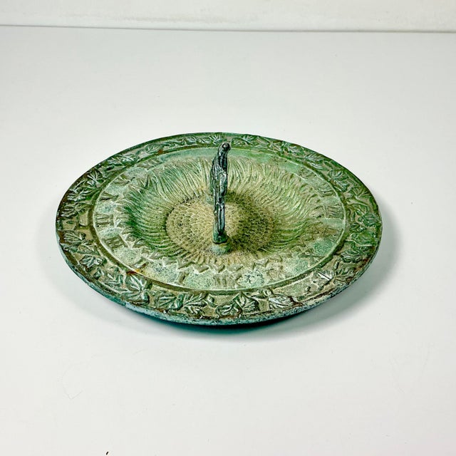 Verdigris 1950s Vintage English Garden Boho Chic Verdigris Green Cast Iron Sundial. For Sale - Image 8 of 12