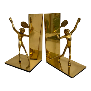 Pair Solid Brass Tennis Players Bookends