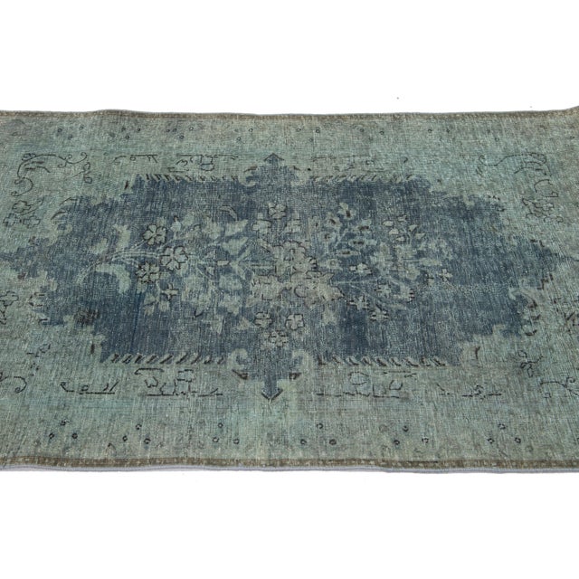 1960s Handmade Persian Overdyed Wool Rug in Gray With Floral Design For Sale - Image 5 of 8