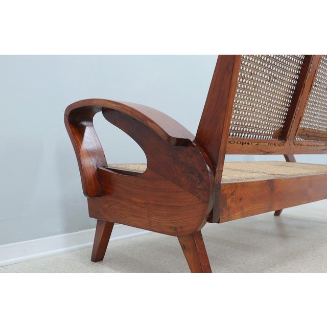 Brown Mid-Century Modern Three-Seater Bench and Armchair in Teak, 1950s, Set of 2 For Sale - Image 8 of 18