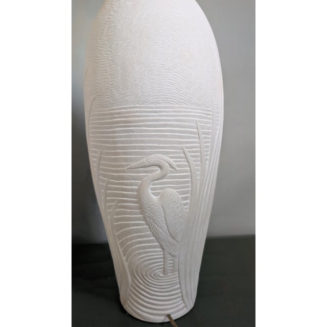 Vintage Pair of 2 Dayle Rushall Sculptural Heron Egret Table Lamps With Original Feather Finials - Pair For Sale - Image 11 of 14
