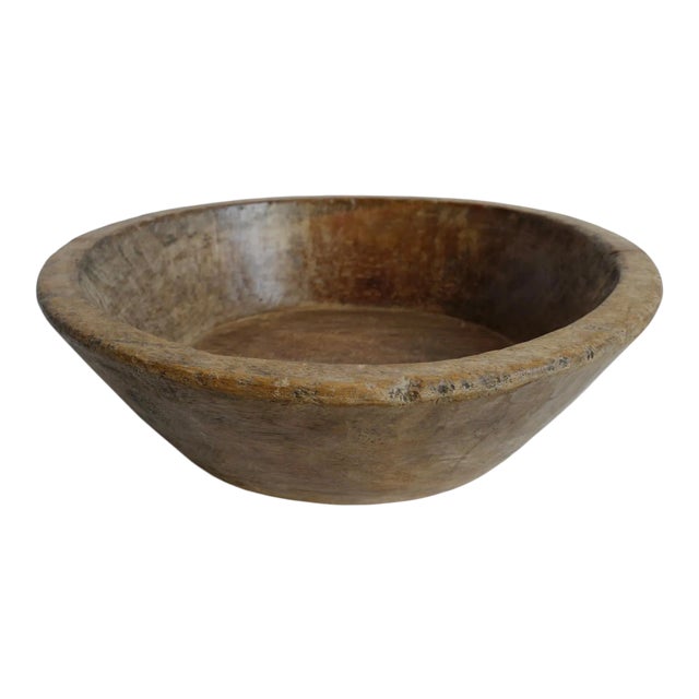 Vintage Rustic Indian Teak Wood Bowl For Sale