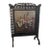 Vintage Victorian Fireplace Ebony Screen Featuring a Hand Painted Floral Arrangement on Canvas For Sale
