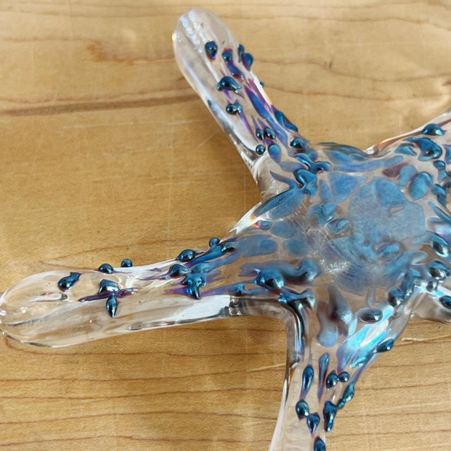 Late 20th Century Vintage Iridescent Glass Starfish Paper Weight by John Barber For Sale - Image 5 of 9