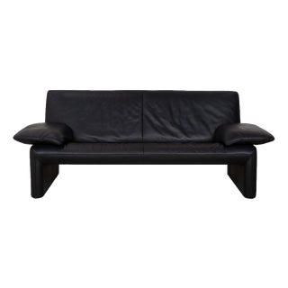 Leather Two-Seater Black Sofa with Manual Function by Jori Linea For Sale