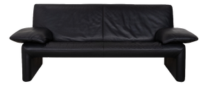 Leather Two-Seater Black Sofa with Manual Function by Jori Linea