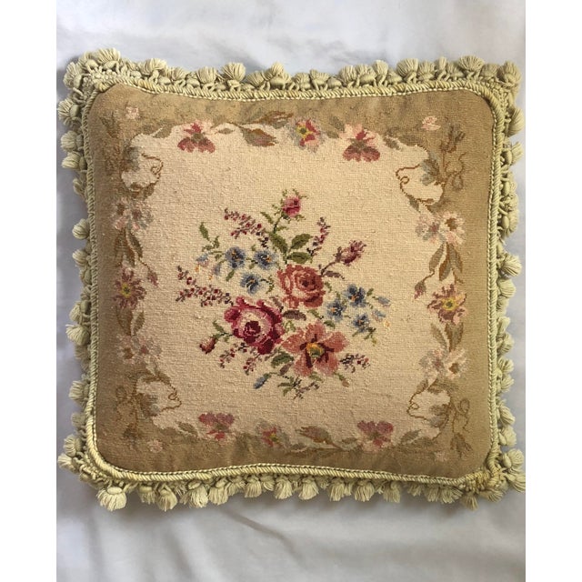 Vintage Needlepoint Floral Pillow Chairish