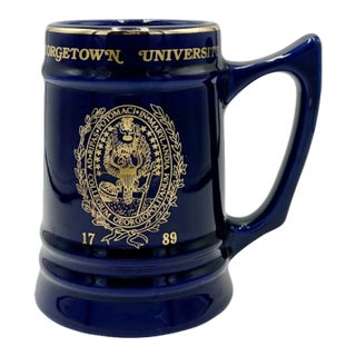 Vintage Georgetown University Cobalt Blue Ceramic Mug For Sale