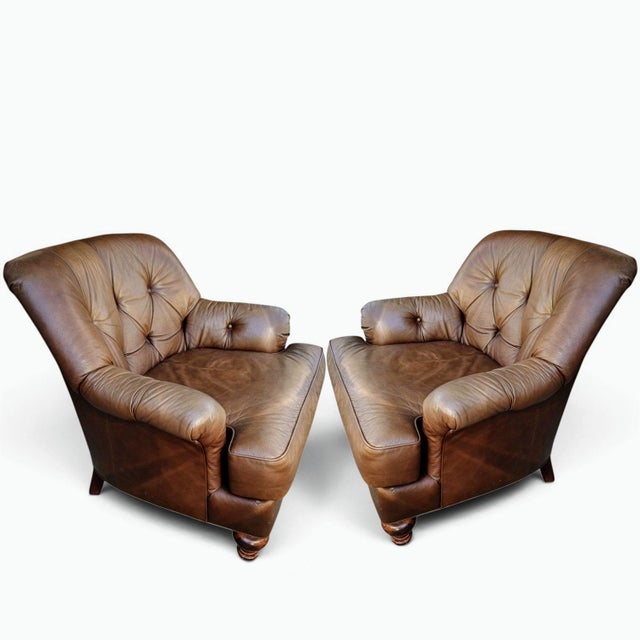 1980s Some Chairs Fill a Space, This Pair of Vintage Classic Leather Chairs Command It. For Sale - Image 5 of 10