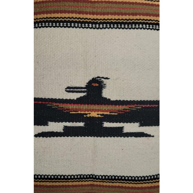 Wool Mexican Serape Aguila Pillow with wonderful dark motif and light contrasting colors