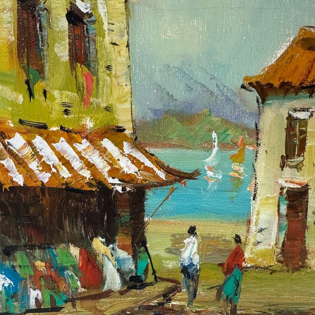 Impressionist Streetscape Original Oil on Canvas Painting Circa 1950s, Framed For Sale - Image 4 of 12