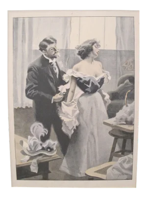 1900's Original Vintage French Boudoir \ Dressing Lithograph (Plate 2)